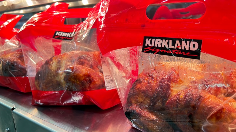 bagged Costco Kirkland rotisserie chickens