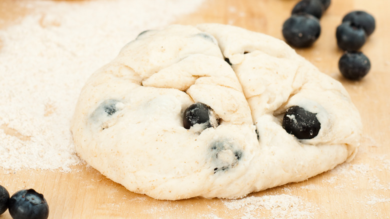 Scone dough and fresh blueberries