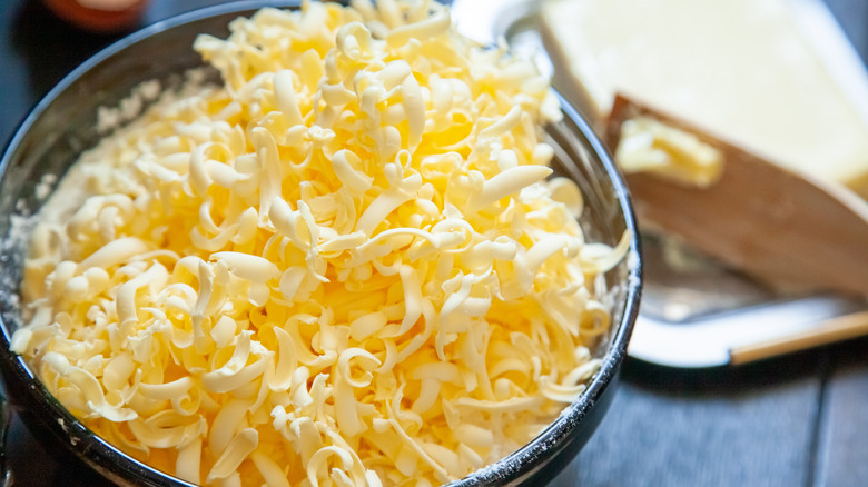 Grated butter in a bowl