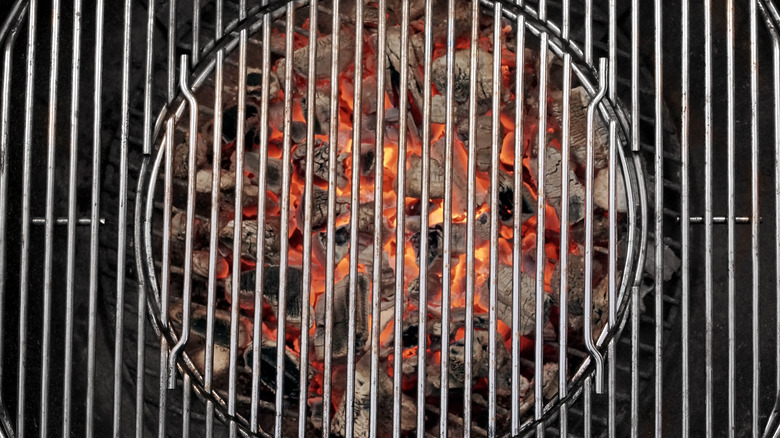 Close up charcoal grill grate