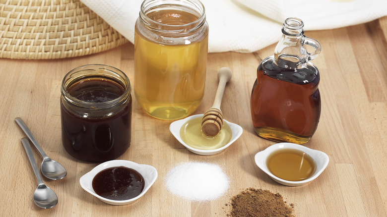 Molasses honey and maple syrup