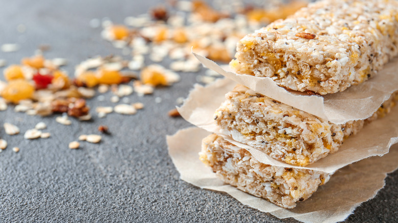 Granola bars on parchment paper