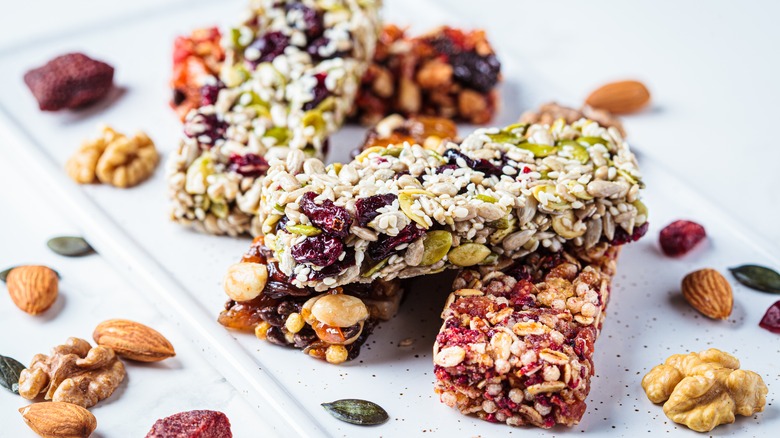 Selection of colorful granola bars 