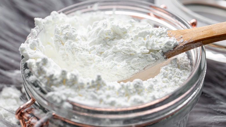 corn starch in glass jar