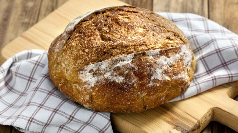 Boule bread on a board