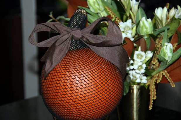 2. Stocking-Covered Pumpkin