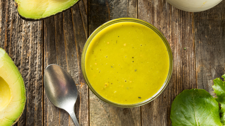 Bowl of avocado dressing