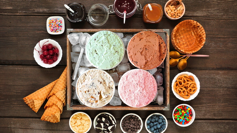 Sundae bar with toppings