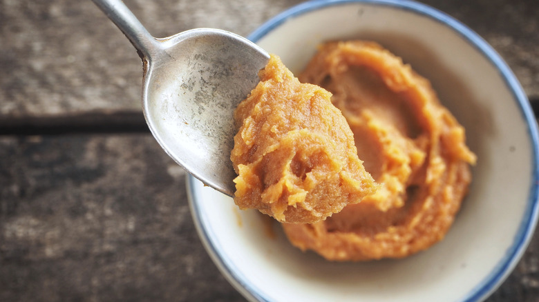 miso paste on spoon