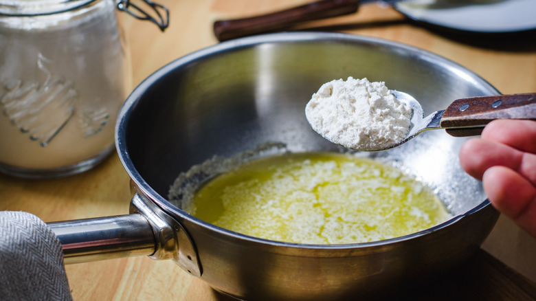 flour and butter in saucepan