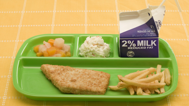 School lunch tray on table