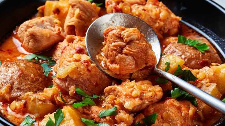 Close-up of chicken stew