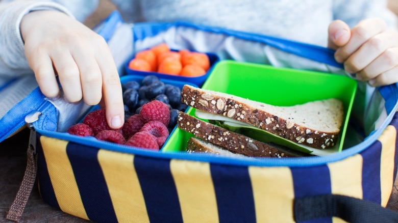 Modern lunch box with healthy food