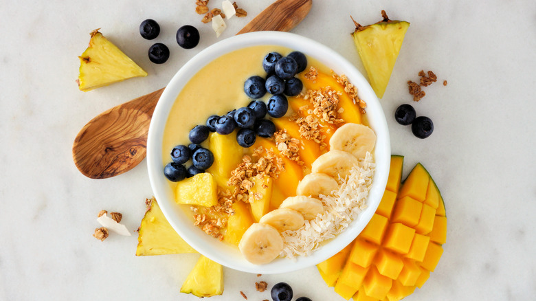 Fresh fruit in smoothie bowl