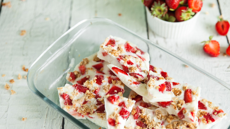 Tray of yogurt bark