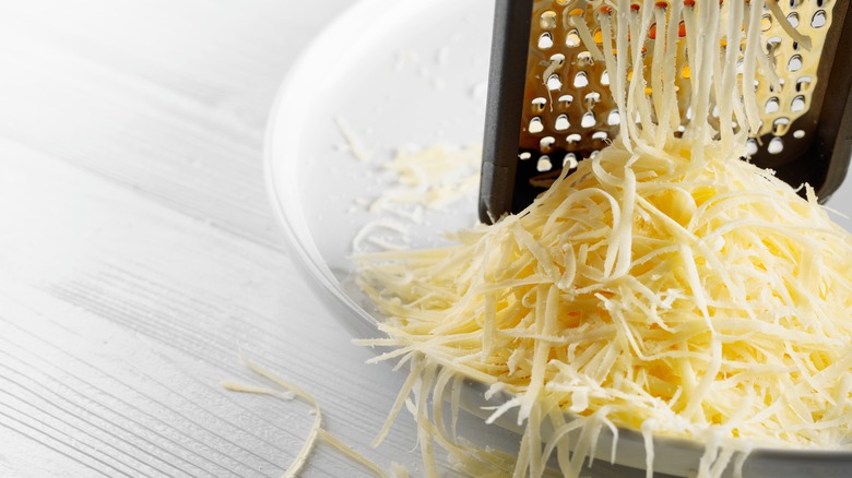 Grated cheese on a plate