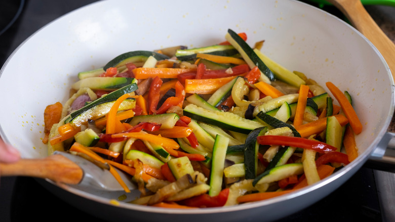 Cooking assorted vegetables