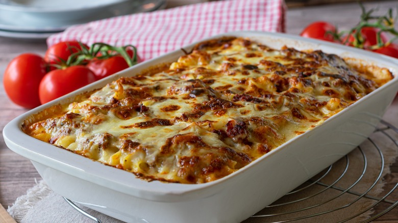 Baked casserole with cheese