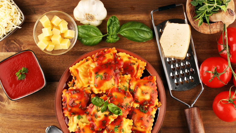 Ravioli with fresh herbs