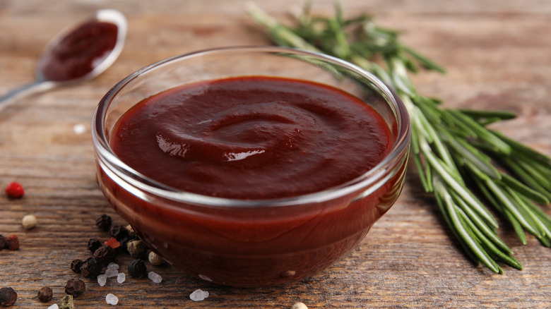 BBQ sauce and spoon