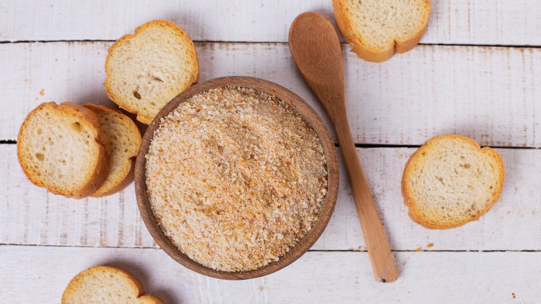 Bread slices and crumbs