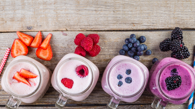 selection of berry protein shakes