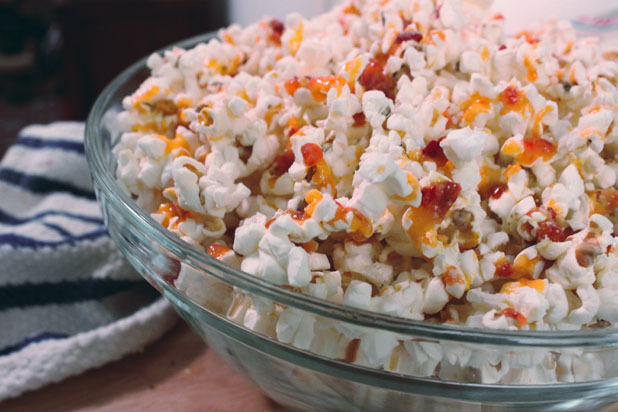 Popcorn with Sriracha Butter and Parmesan