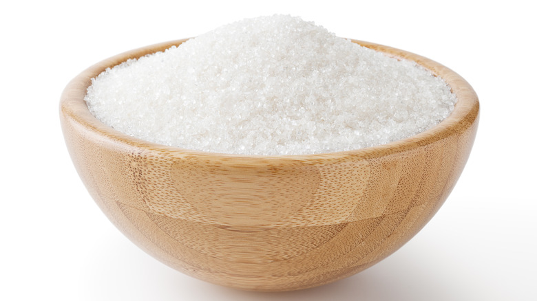 Granular sugar in a bowl