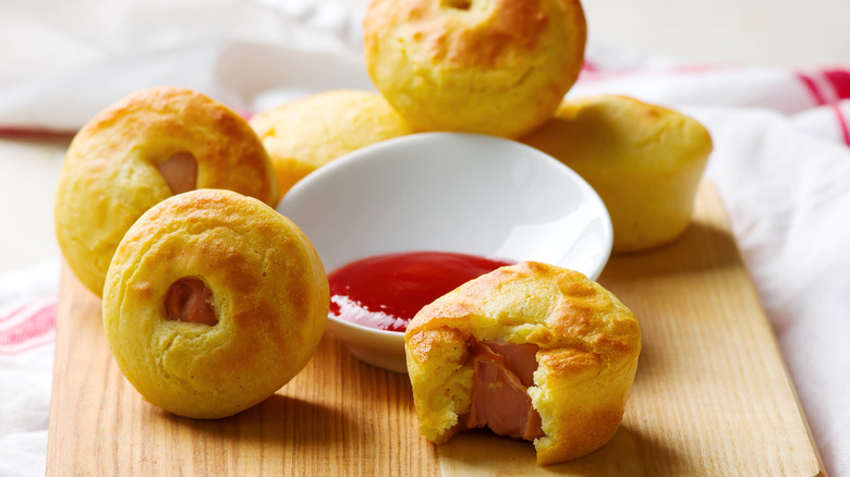 Corn dog muffins with ketchup