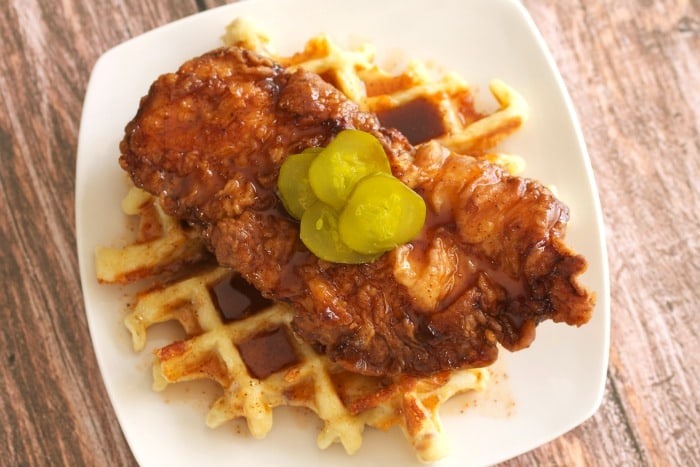 Hot Chicken and Jalapeño Bacon Cheddar Waffle