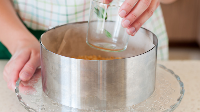 Pressing homemade graham crust