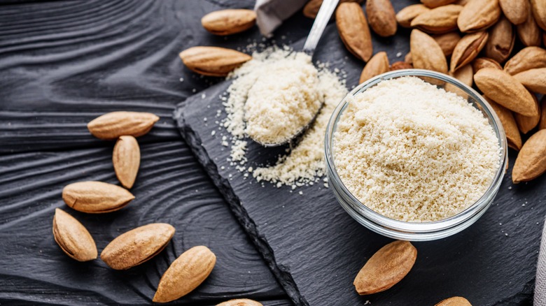 Almond flour and whole almonds