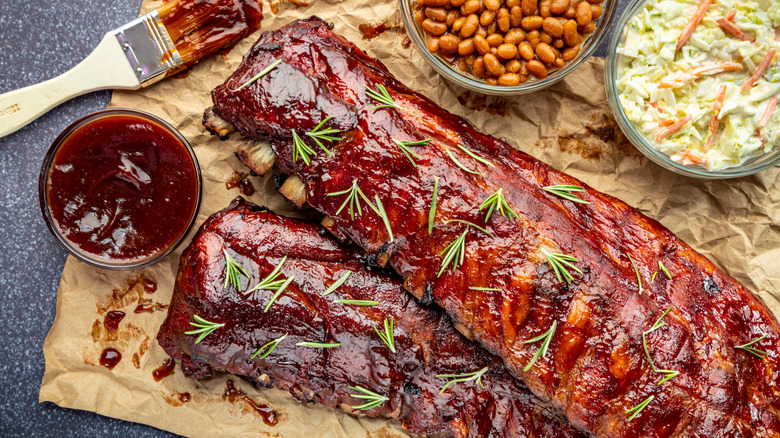 Barbecue sauce and ribs