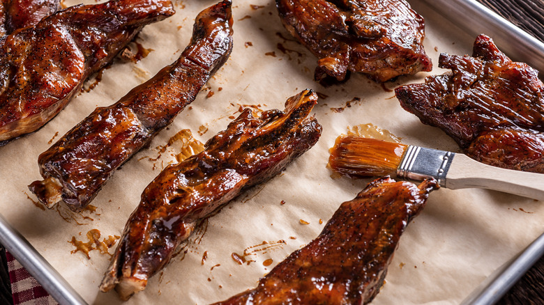 pork ribs with basting brush