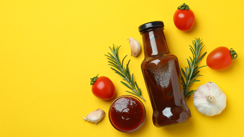 Bottled barbecue sauce and ingredients