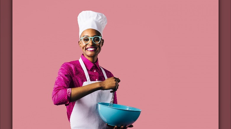 woman in hat and apron