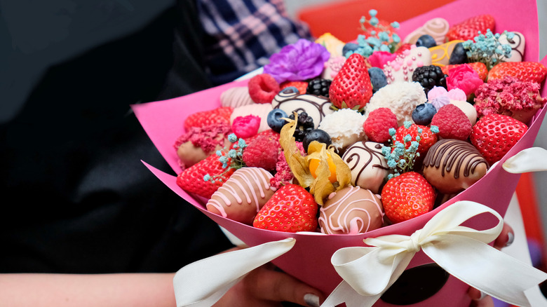 bouquet of chocolates and fruit