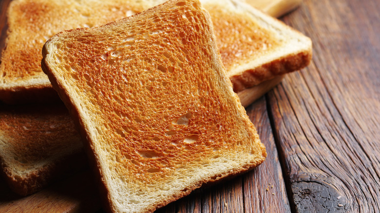 slices of toast on wood