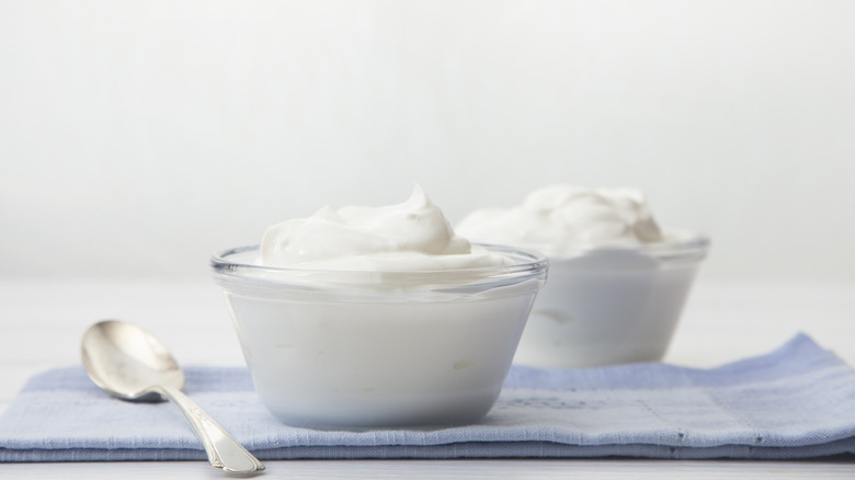 Bowls of greek yogurt