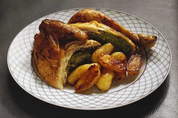 Luca Mancini's Chestnut and Black Truffle Stuffed Roast Chicken (Pollo ripeno alle castagne e tartufo nero)