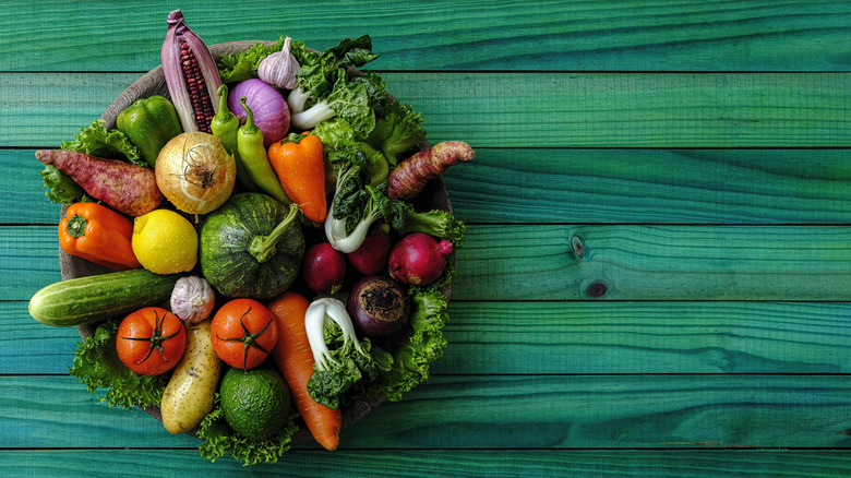 selection of contrasting vegetables