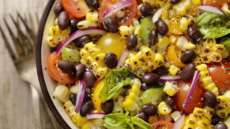 chopped salad with grilled corn