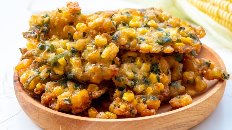 A bowl of corn fritters