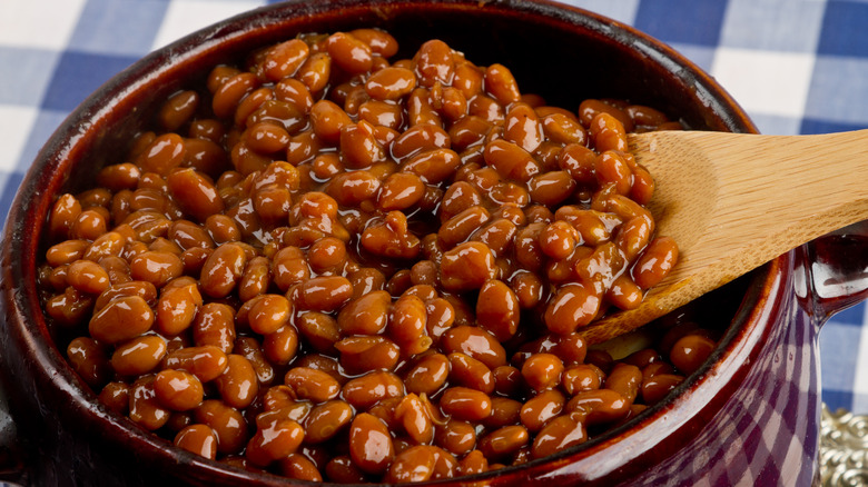 cooked beans in pot