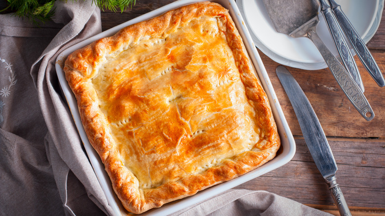 pot pie in square dish