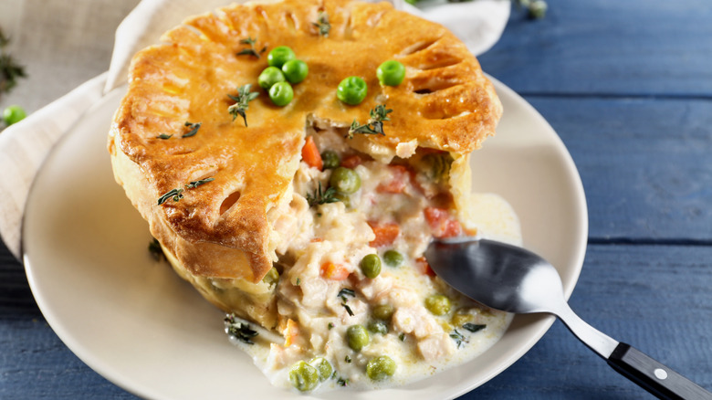 pot pie open on plate