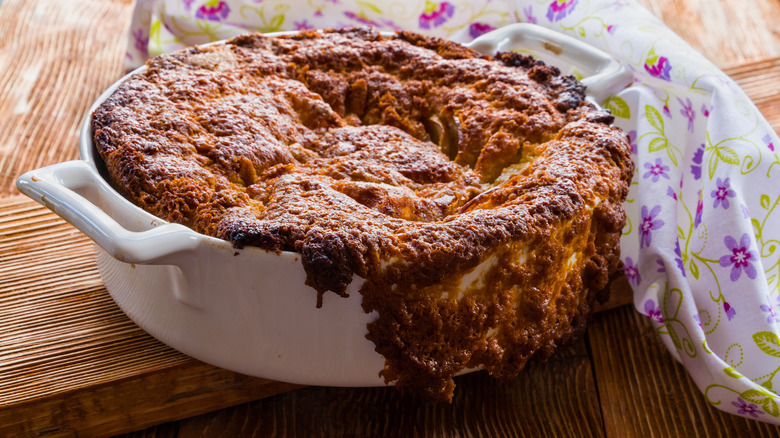 burnt pot pie in dish