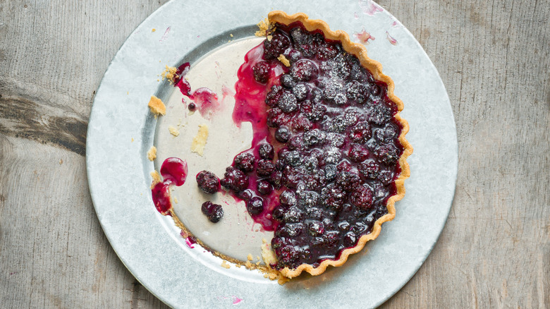 Runny pie filling on plate