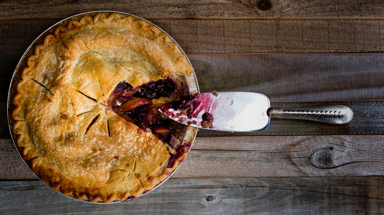 Fruit pie with missing slice