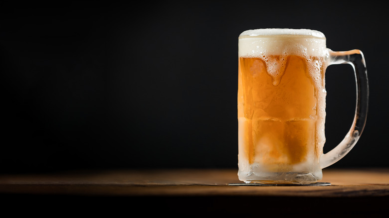 Beer in cold frosted mug 